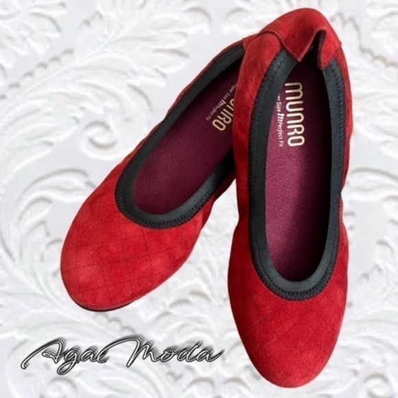 Munro Vicki Quilted Red Ballerina Flats - Picture 1 of 12